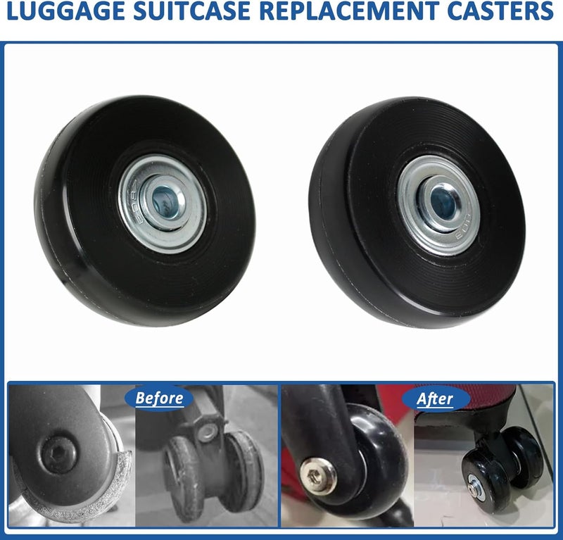 EVARSOL 50mm Set of 4 Luggage Suitcase Replacement Wheels for Trolley Case Travel Bags Caster Inline Roller Skating Roller Swivel Rubber Casters Bearings Repair Kits with Axles 30mm&35mm&60mm - Image 3